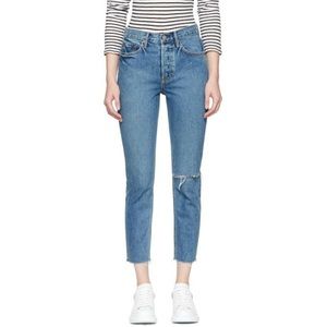 GRLFRND BLUE KAROLINA KNEE RIP JEANS